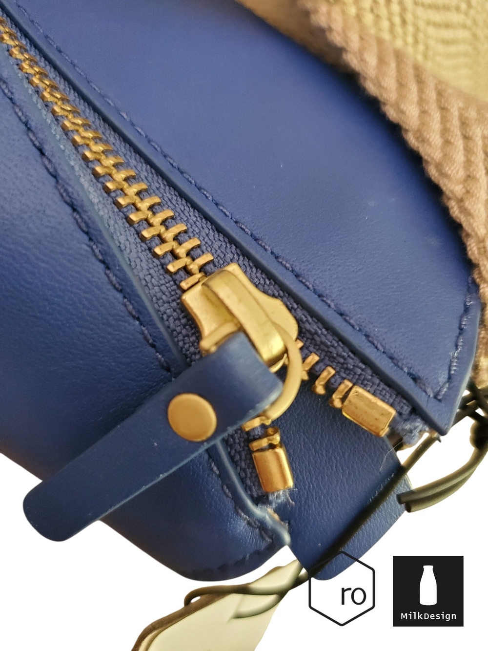 RO Bags x Milk Design Buckle Up Mini Cylinder Bag - Blue Leather NWT/Tags - Picture 13 of 17